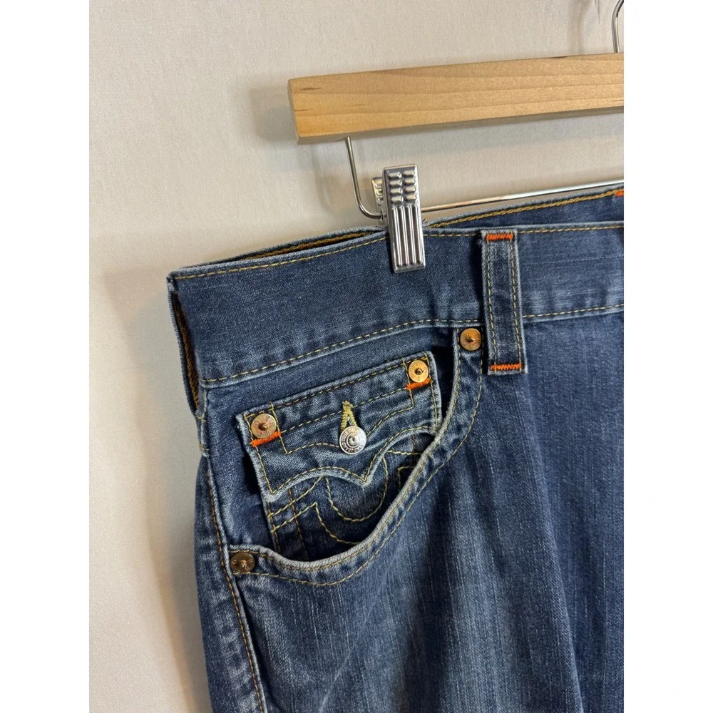 True‎ Religion Skinny Flap OM Mens Jeans 36X34 SN Body Rinse Blue Denim